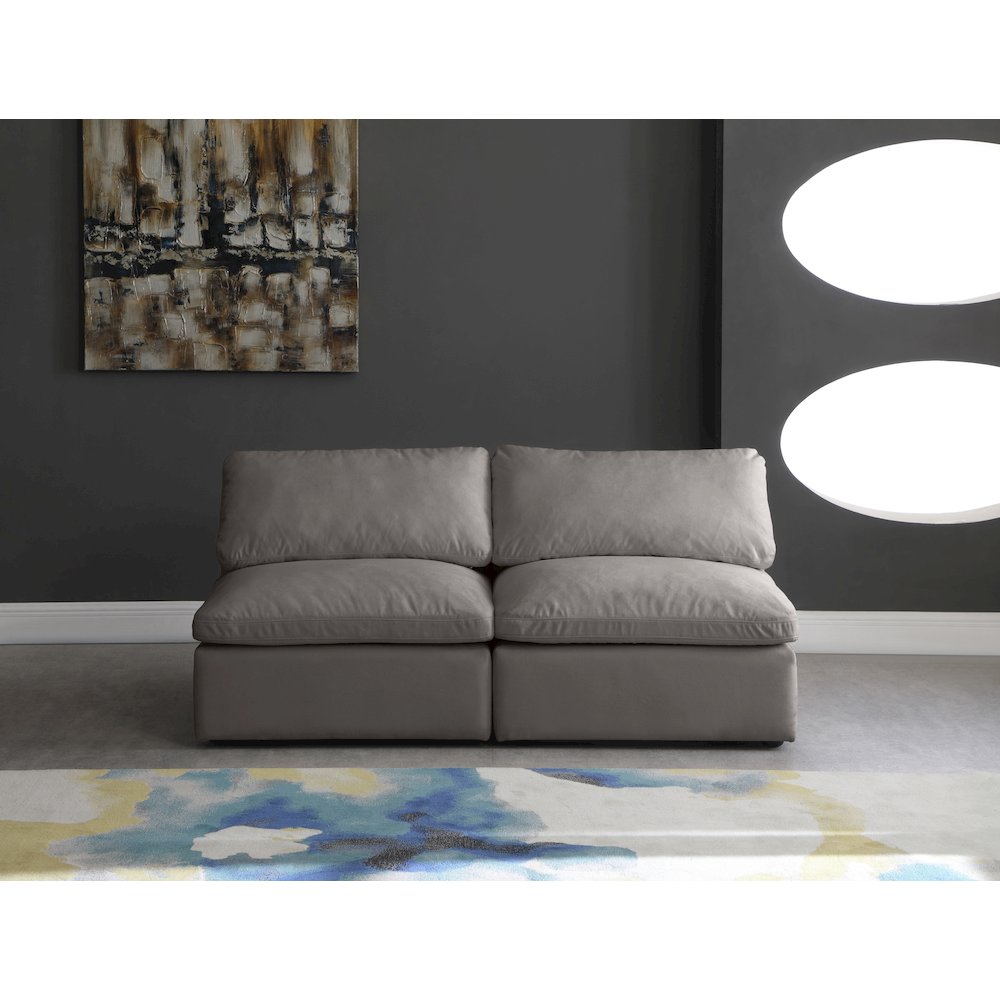 Plush Grey Velvet Standard Comfort Modular Sofa. Picture 2