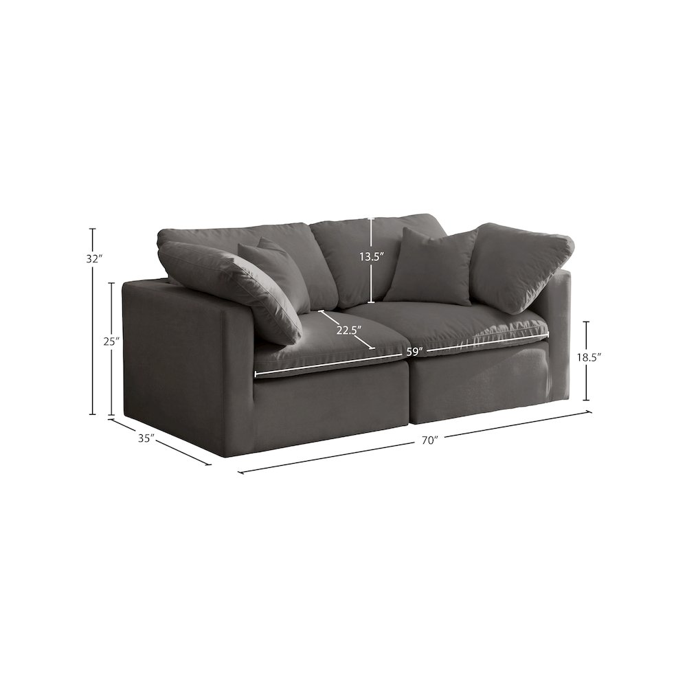 Plush Grey Velvet Standard Comfort Modular Sofa. Picture 7