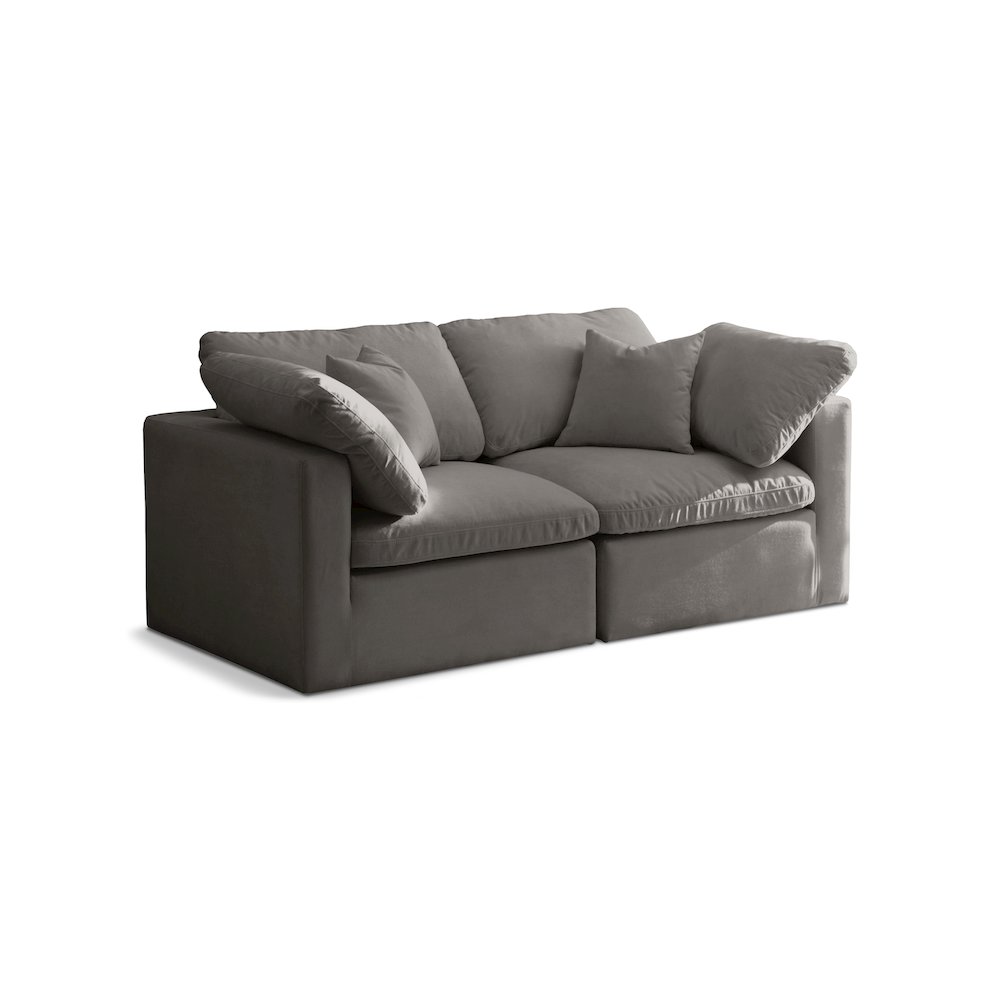 Plush Grey Velvet Standard Comfort Modular Sofa. Picture 1