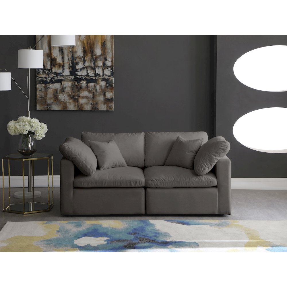 Plush Grey Velvet Standard Comfort Modular Sofa. Picture 2