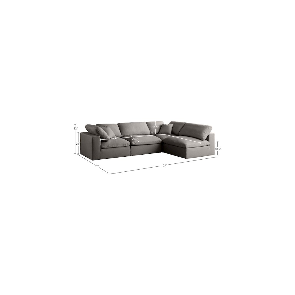 Plush Grey Velvet Standard Comfort Modular Sectional. Picture 10