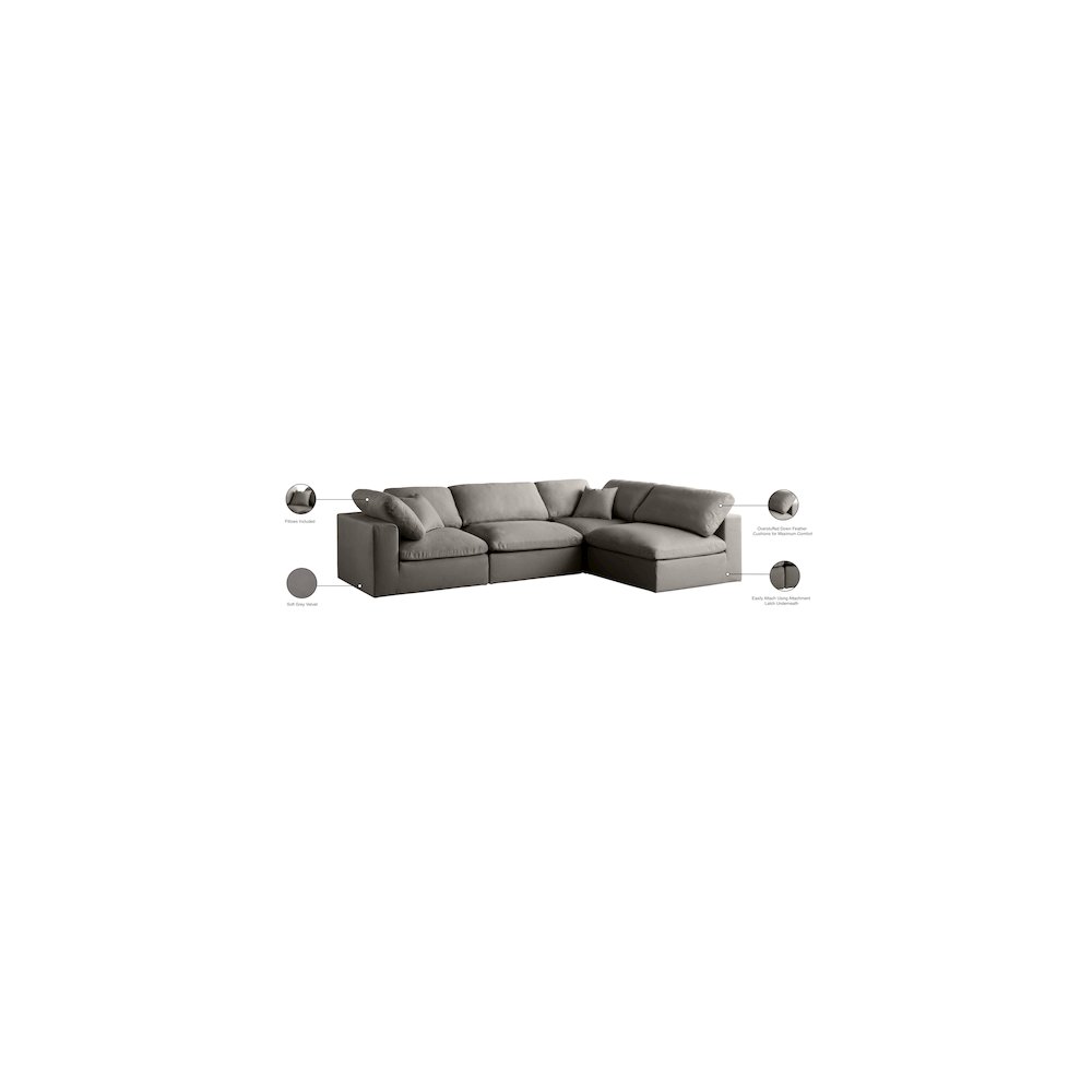 Plush Grey Velvet Standard Comfort Modular Sectional. Picture 11