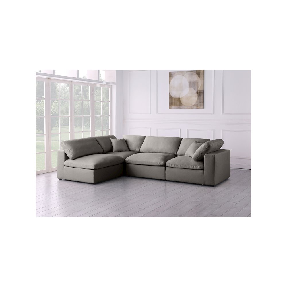 Plush Grey Velvet Standard Comfort Modular Sectional. Picture 2