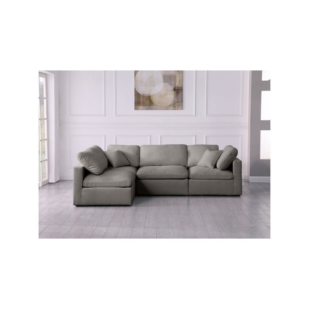 Plush Grey Velvet Standard Comfort Modular Sectional. Picture 4