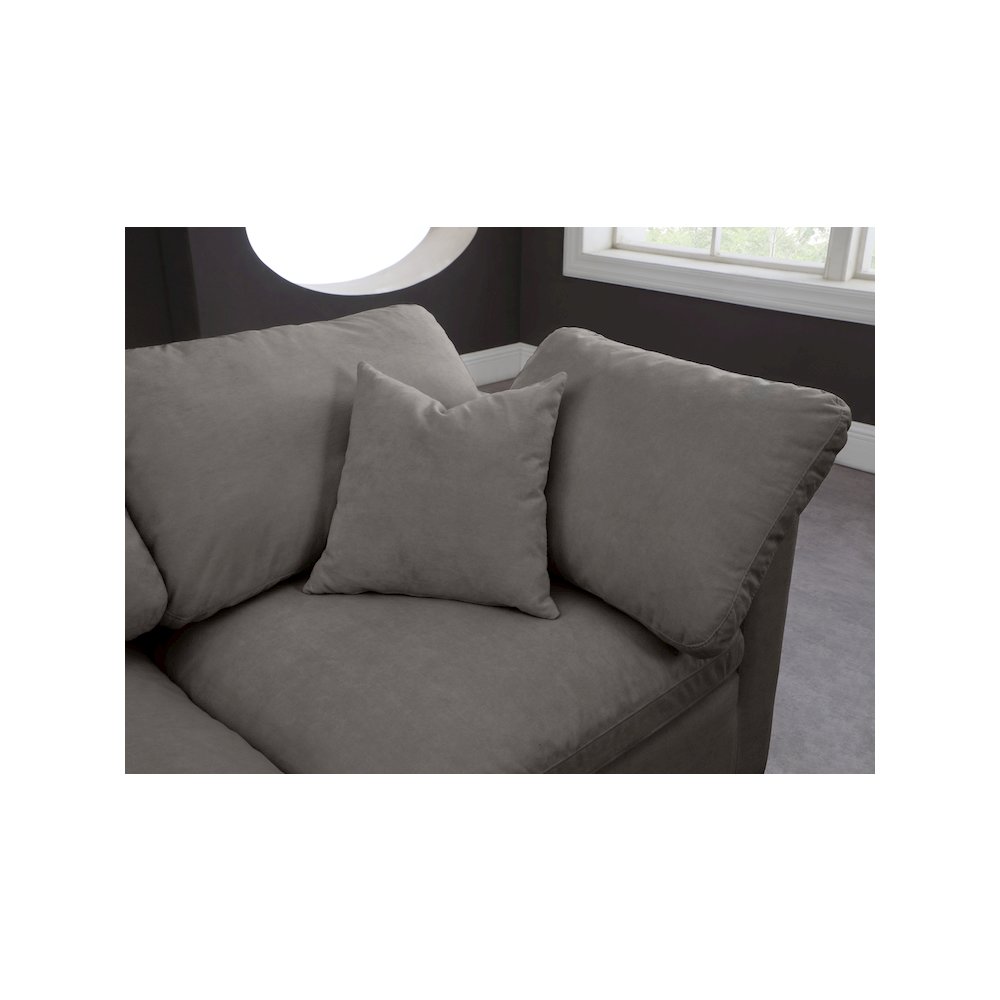Plush Grey Velvet Standard Comfort Modular Sectional. Picture 8