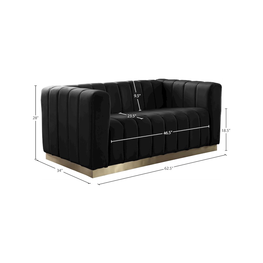 Marlon Black Velvet Loveseat. Picture 7