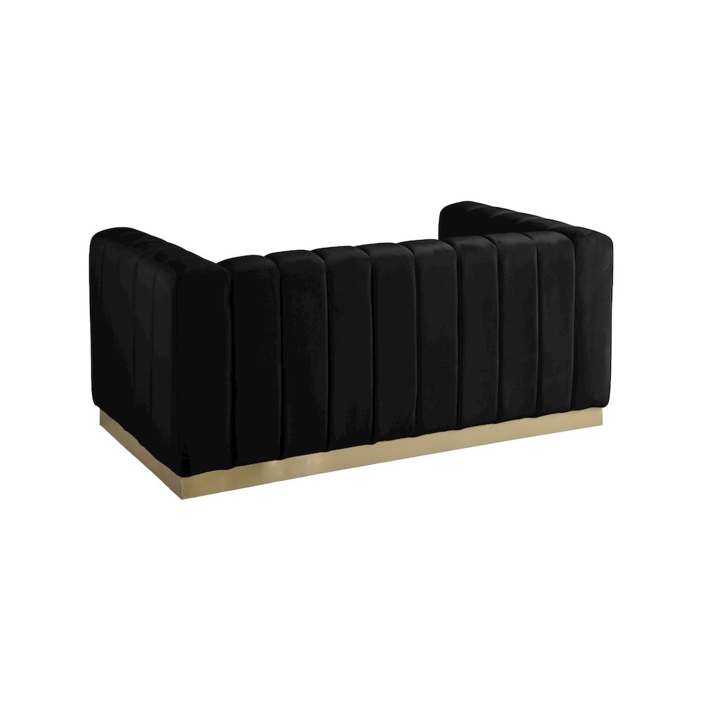 Marlon Black Velvet Loveseat. Picture 2