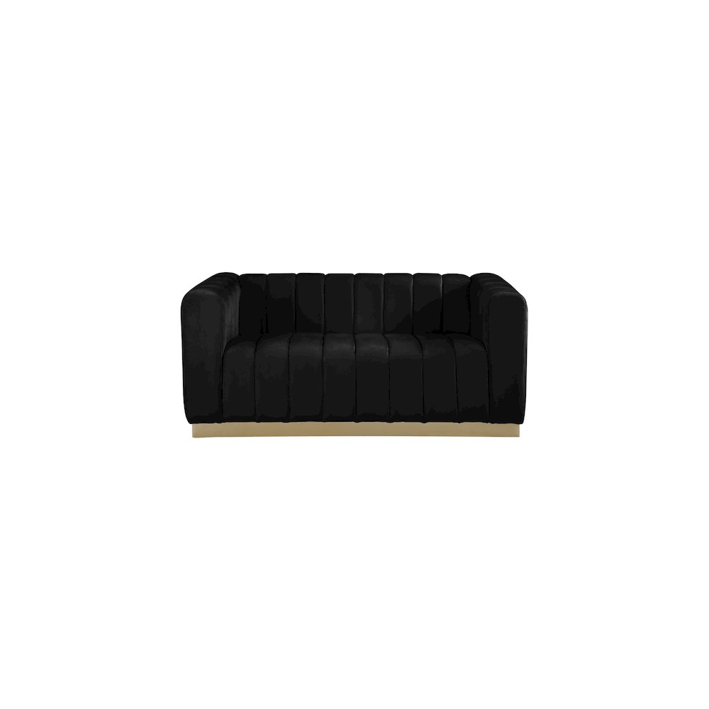 Marlon Black Velvet Loveseat. Picture 3