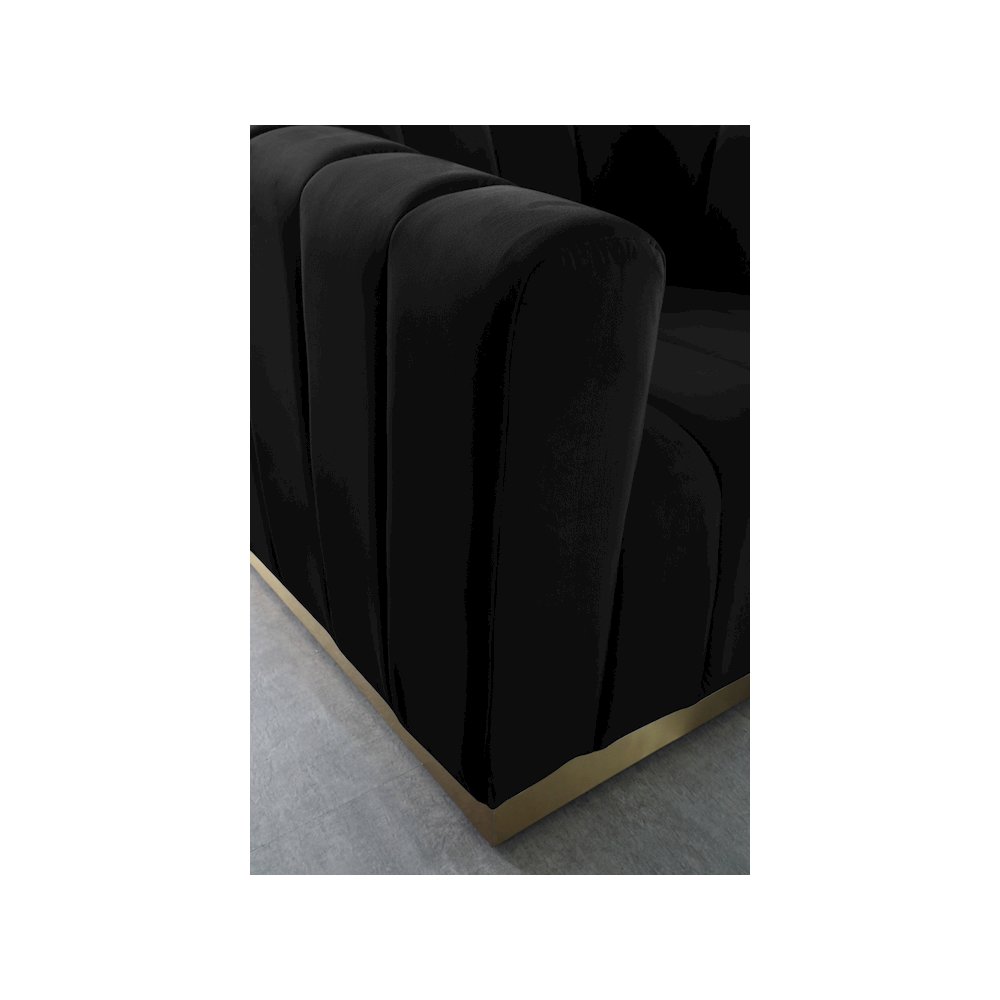 Marlon Black Velvet Loveseat. Picture 4