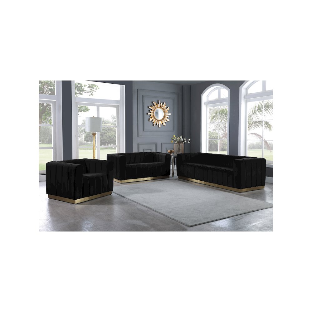 Marlon Black Velvet Loveseat. Picture 6