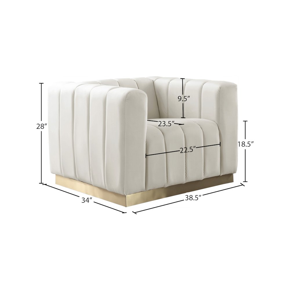 Marlon Cream Velvet Chair. Picture 7