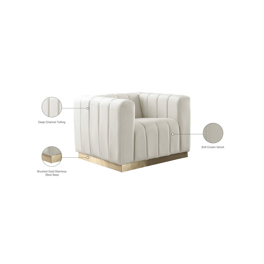 Marlon Cream Velvet Chair. Picture 8