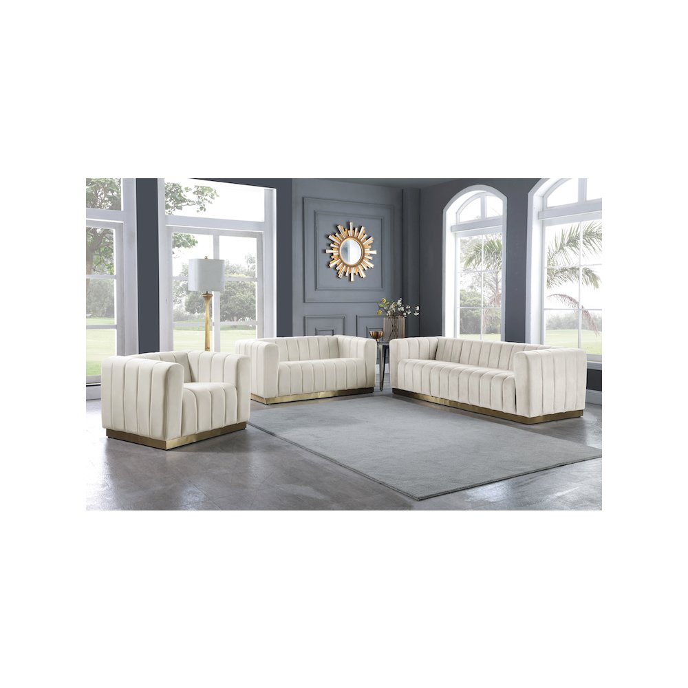 Marlon Cream Velvet Chair. Picture 6