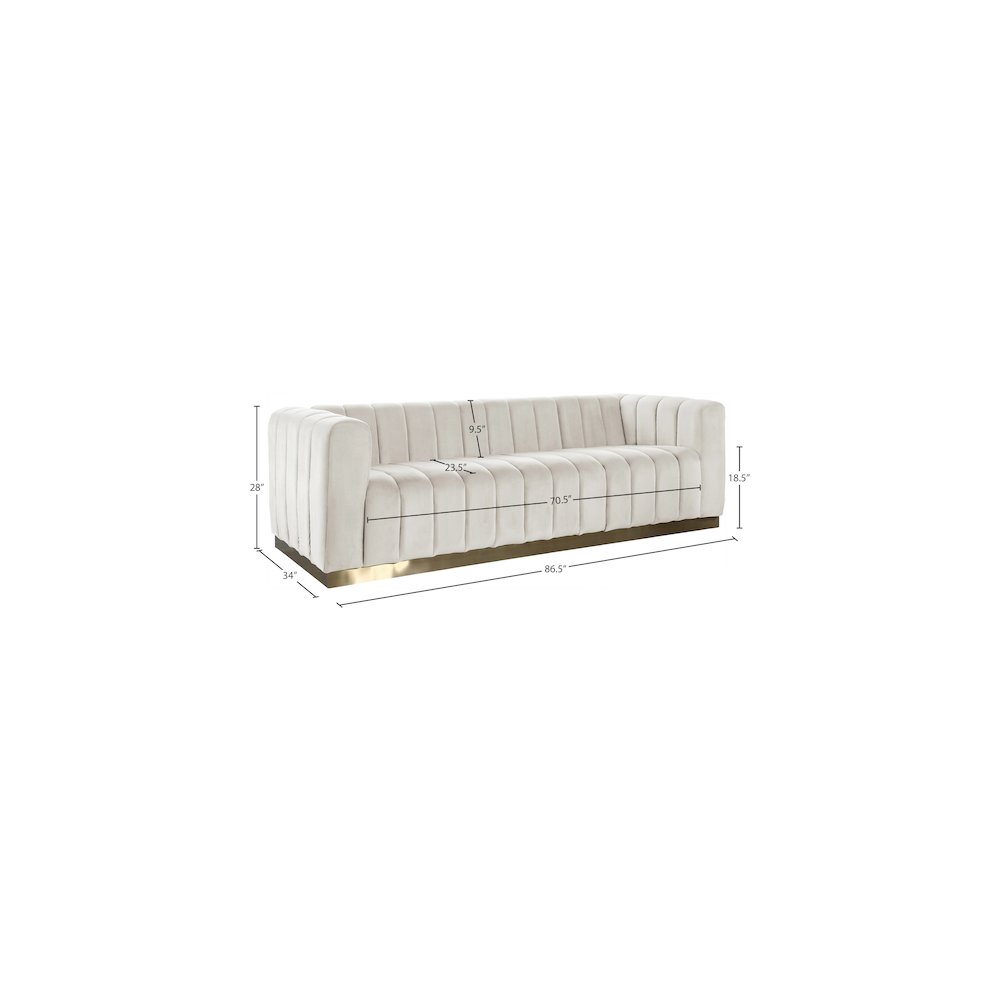Marlon Cream Velvet Sofa. Picture 7