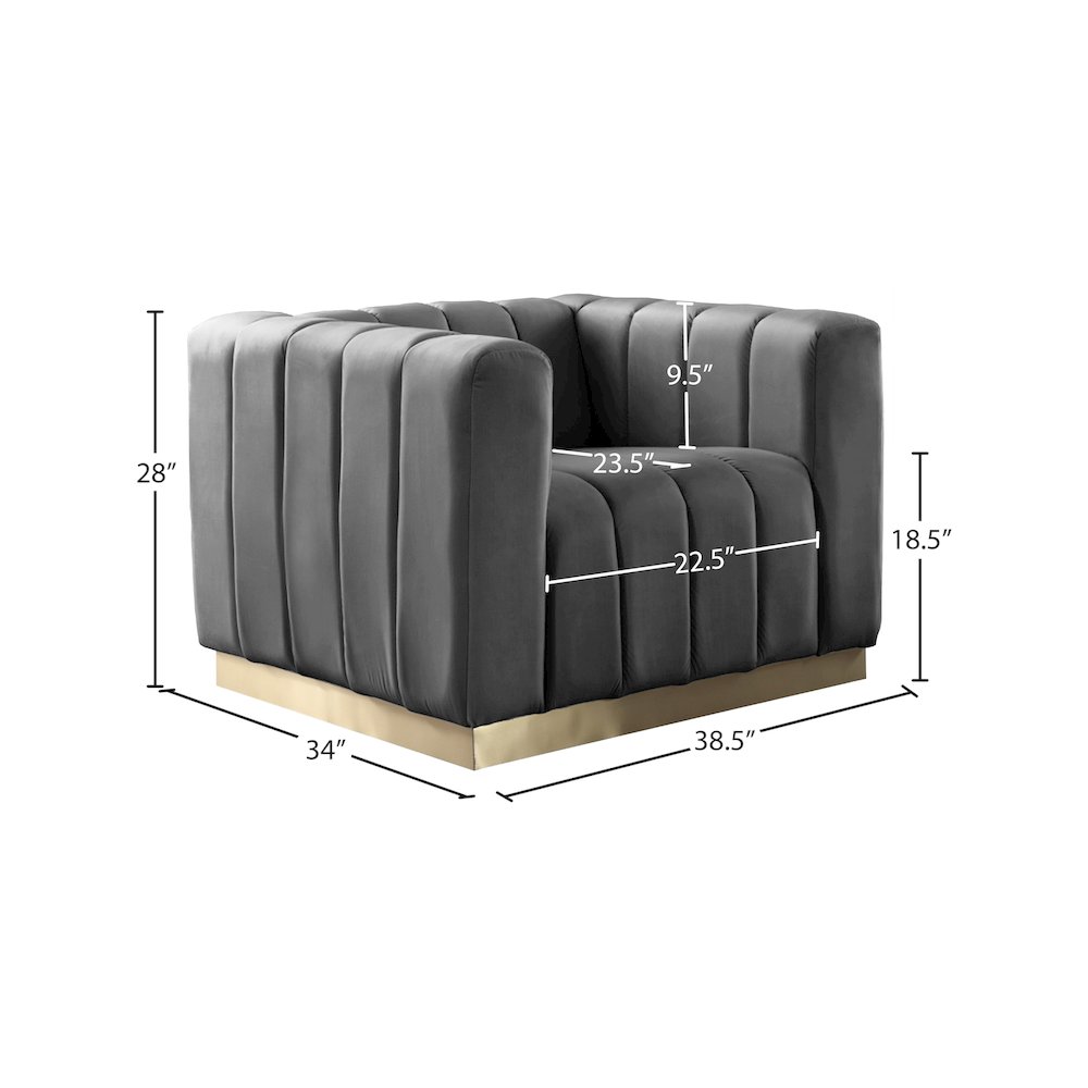 Marlon Grey Velvet Chair. Picture 7