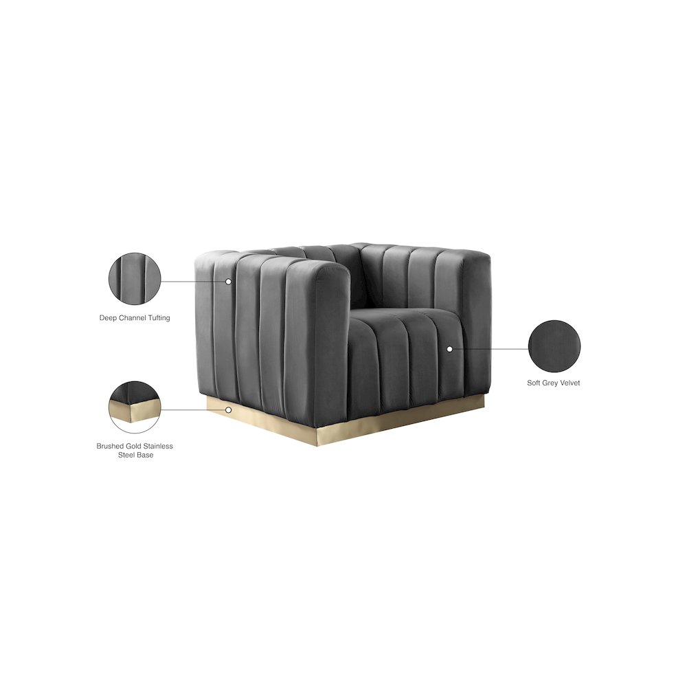 Marlon Grey Velvet Chair. Picture 8