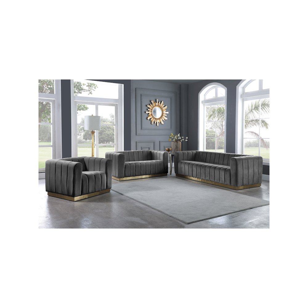 Marlon Grey Velvet Chair. Picture 6