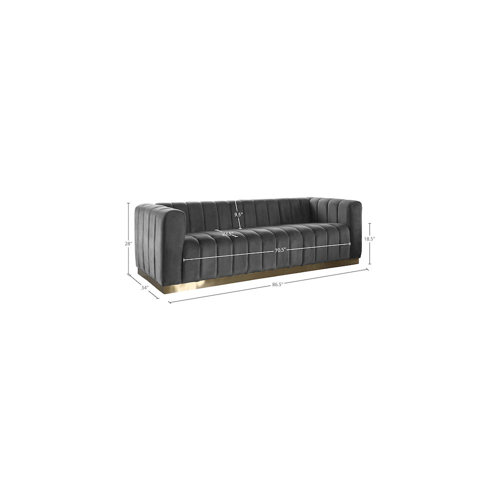 Marlon Grey Velvet Sofa. Picture 6