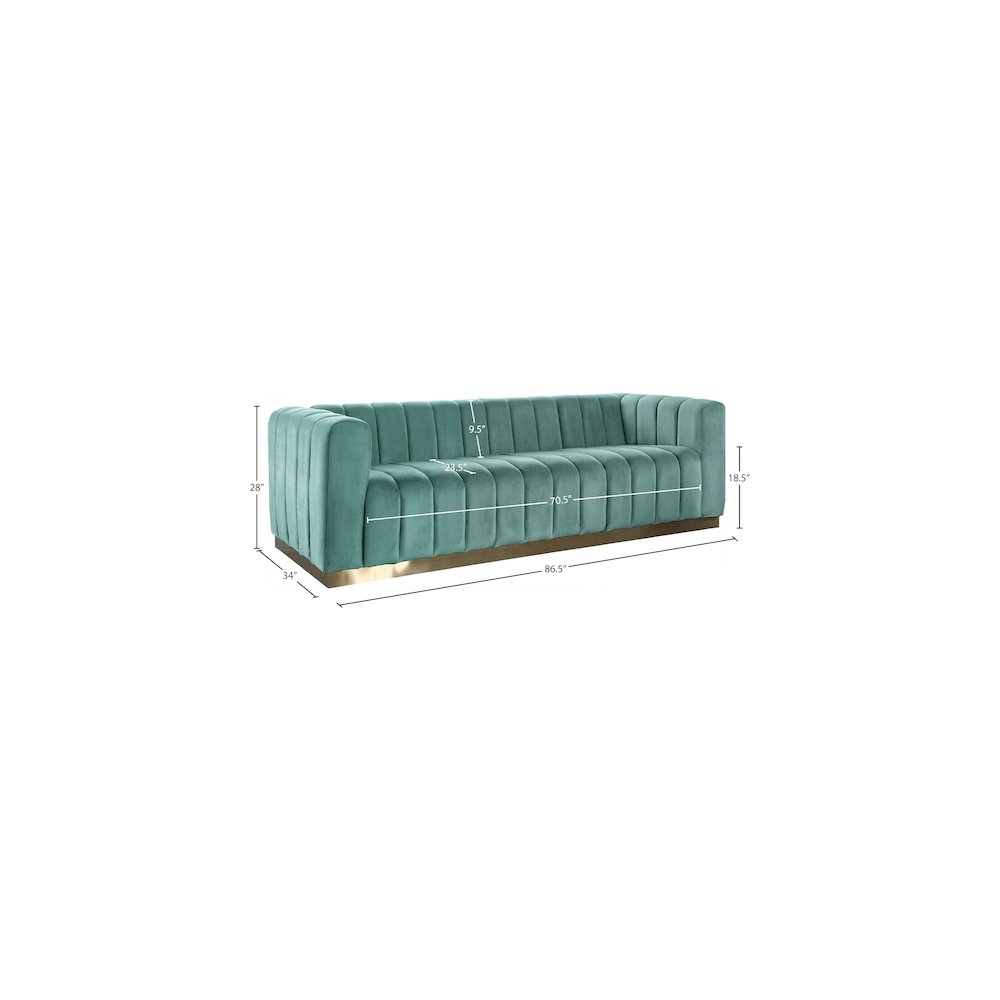 Marlon Mint Velvet Sofa. Picture 6