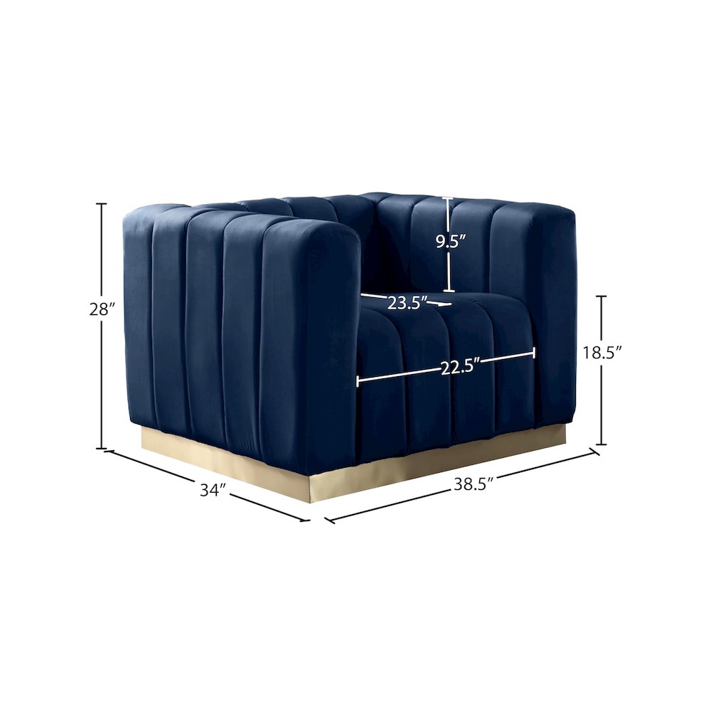 Marlon Navy Velvet Chair. Picture 7