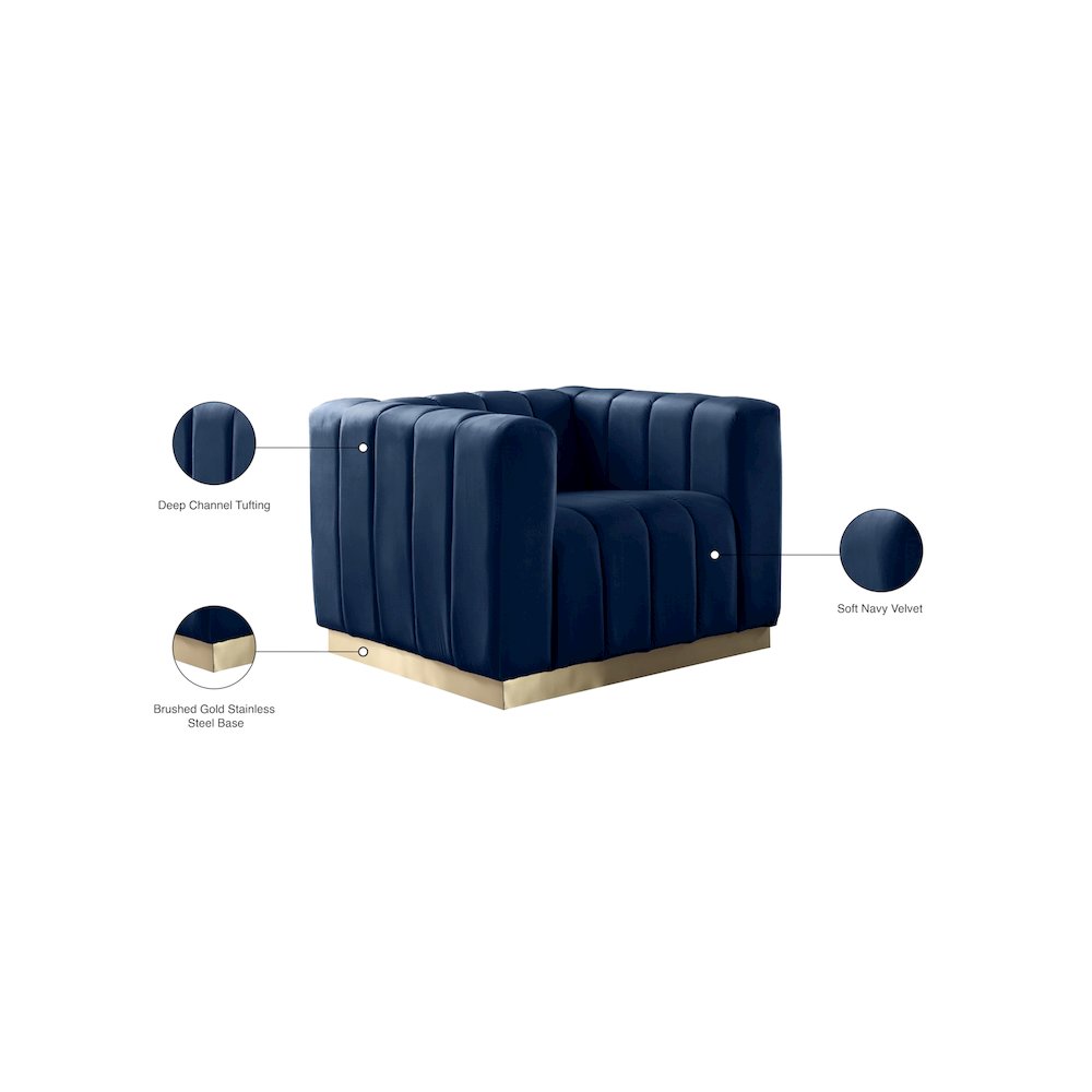 Marlon Navy Velvet Chair. Picture 8