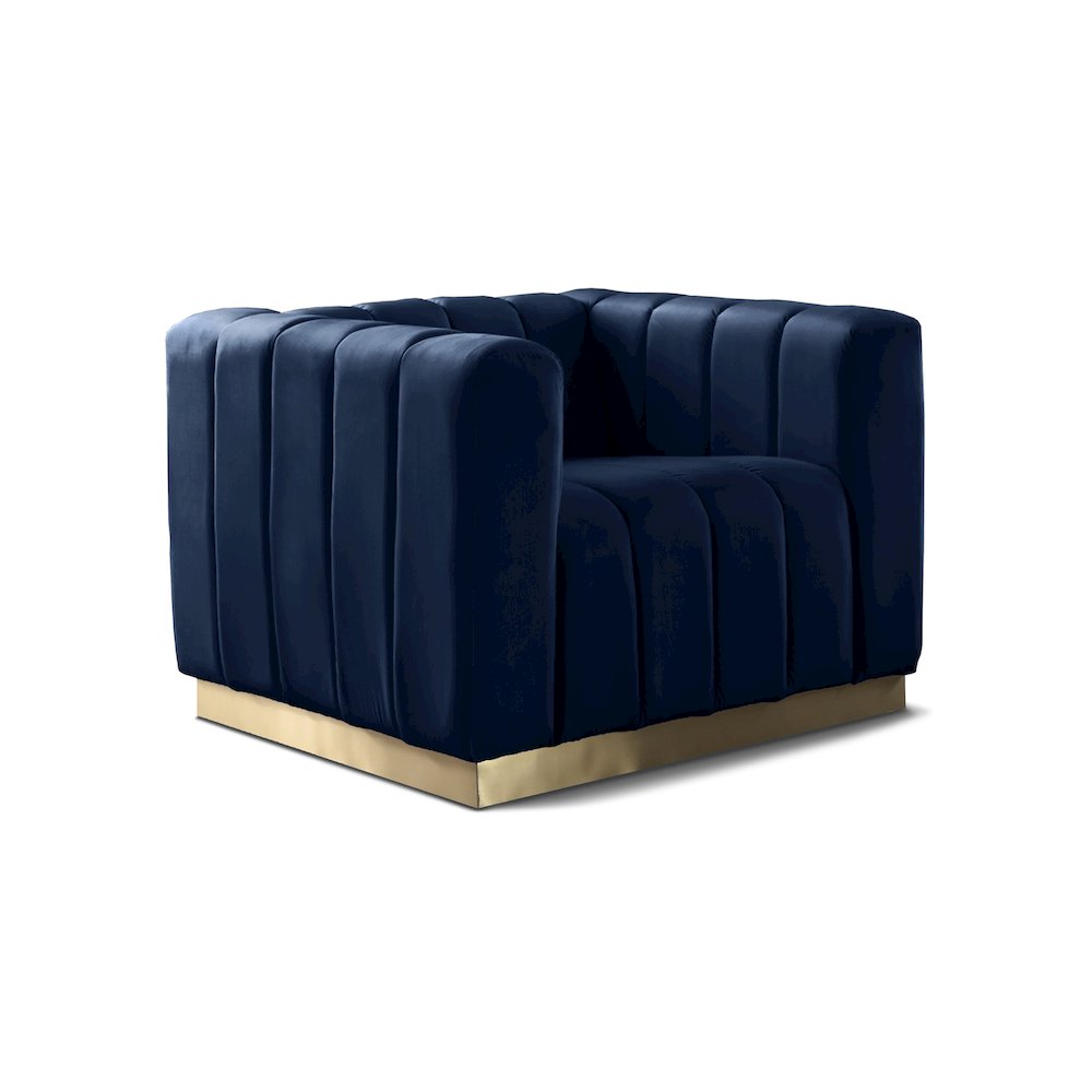 Marlon Navy Velvet Chair. Picture 1