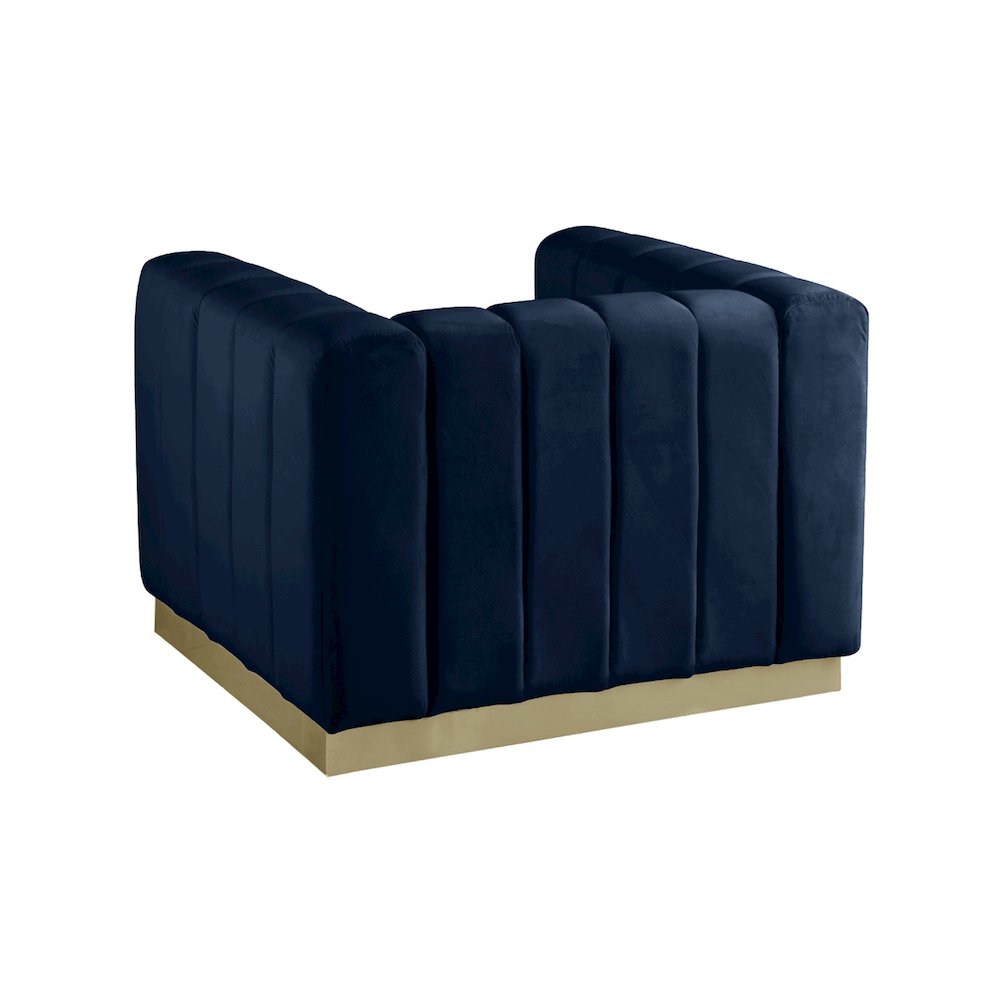 Marlon Navy Velvet Chair. Picture 2
