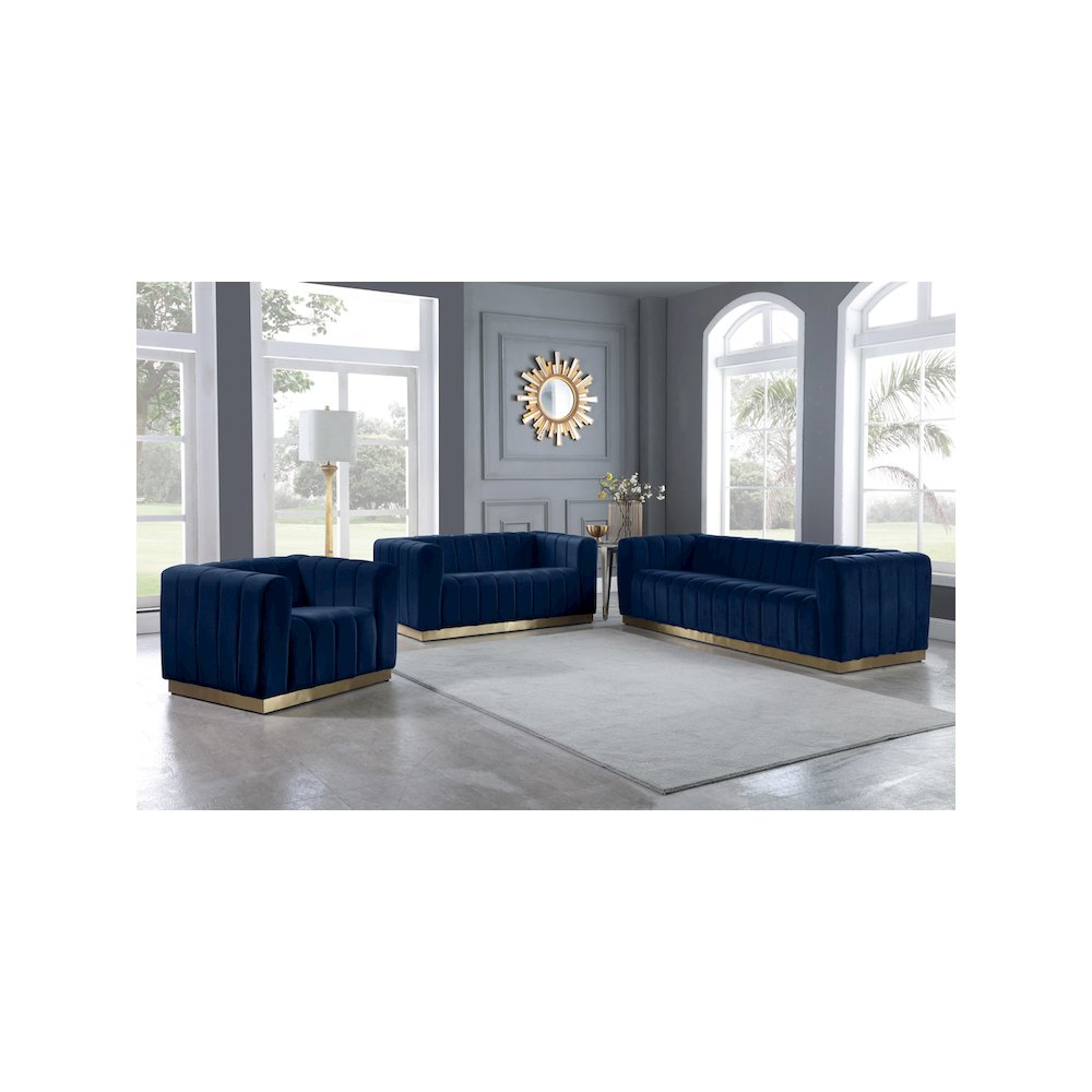 Marlon Navy Velvet Chair. Picture 6