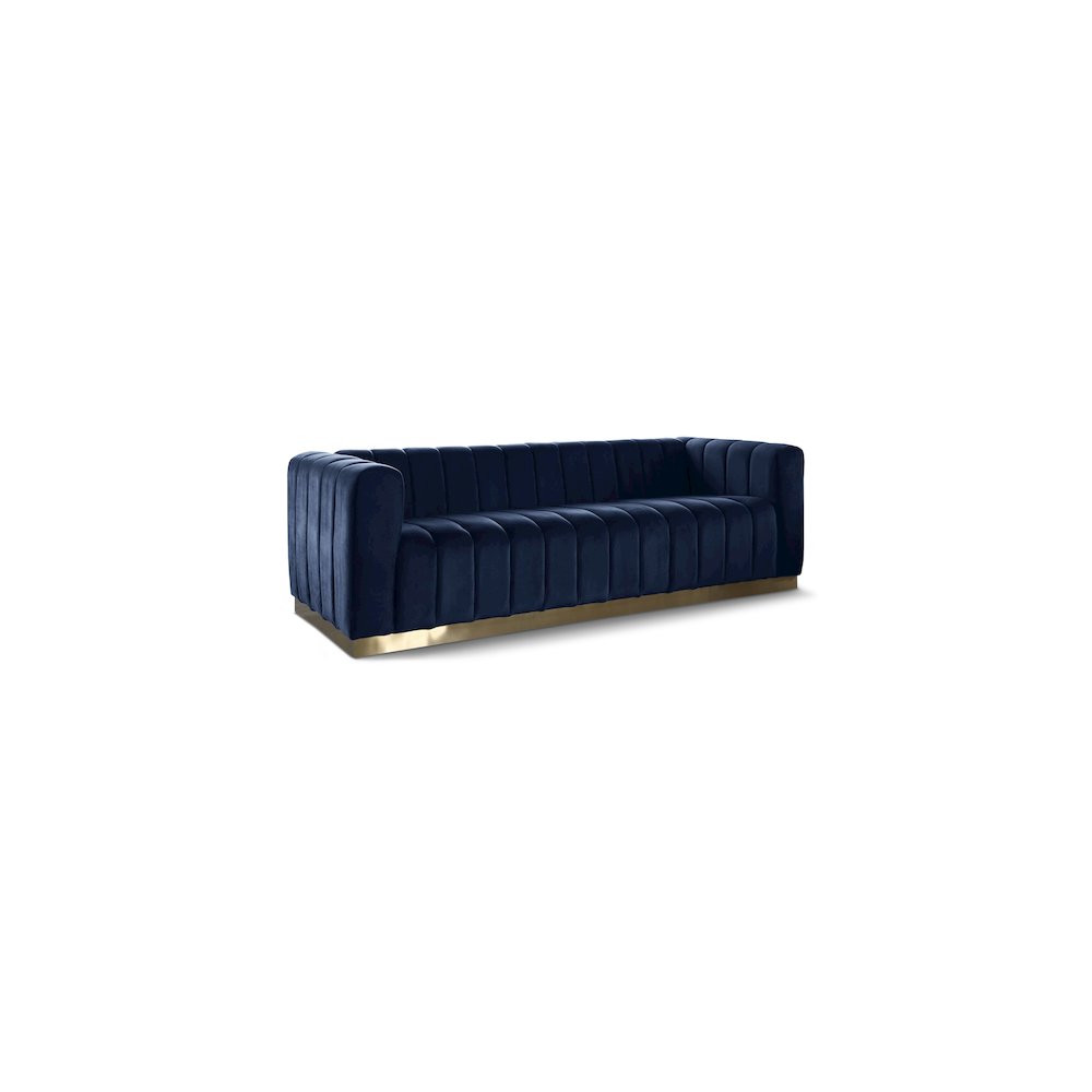 Marlon Navy Velvet Sofa. Picture 1