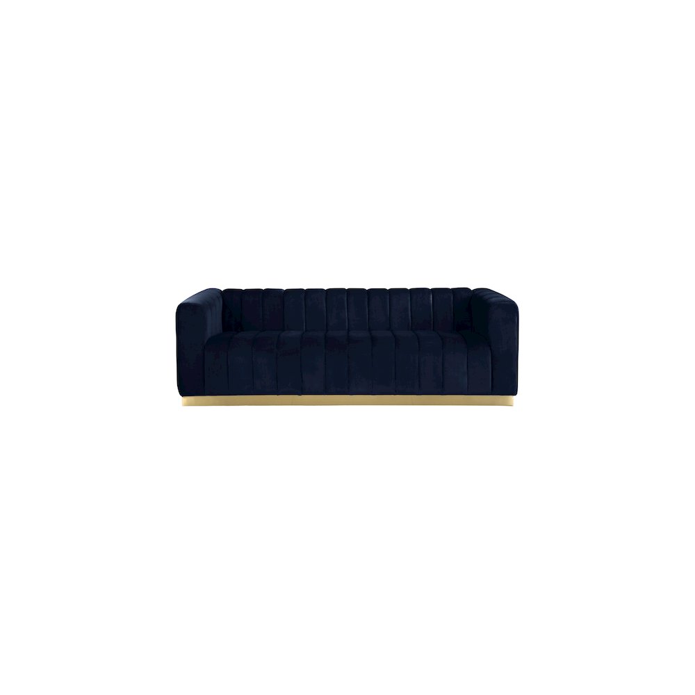 Marlon Navy Velvet Sofa. Picture 3