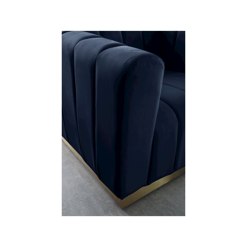 Marlon Navy Velvet Sofa. Picture 4