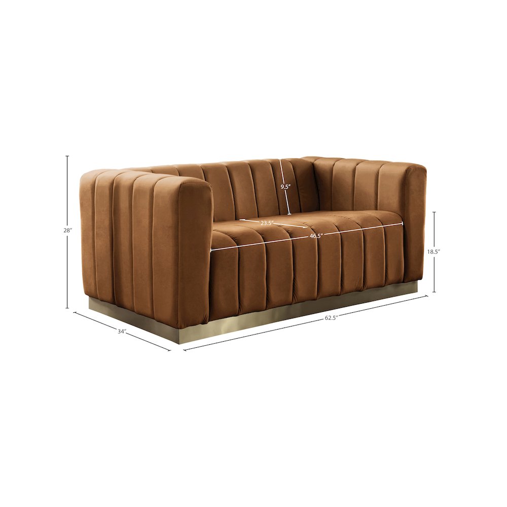 Marlon Saddle Velvet Loveseat. Picture 8