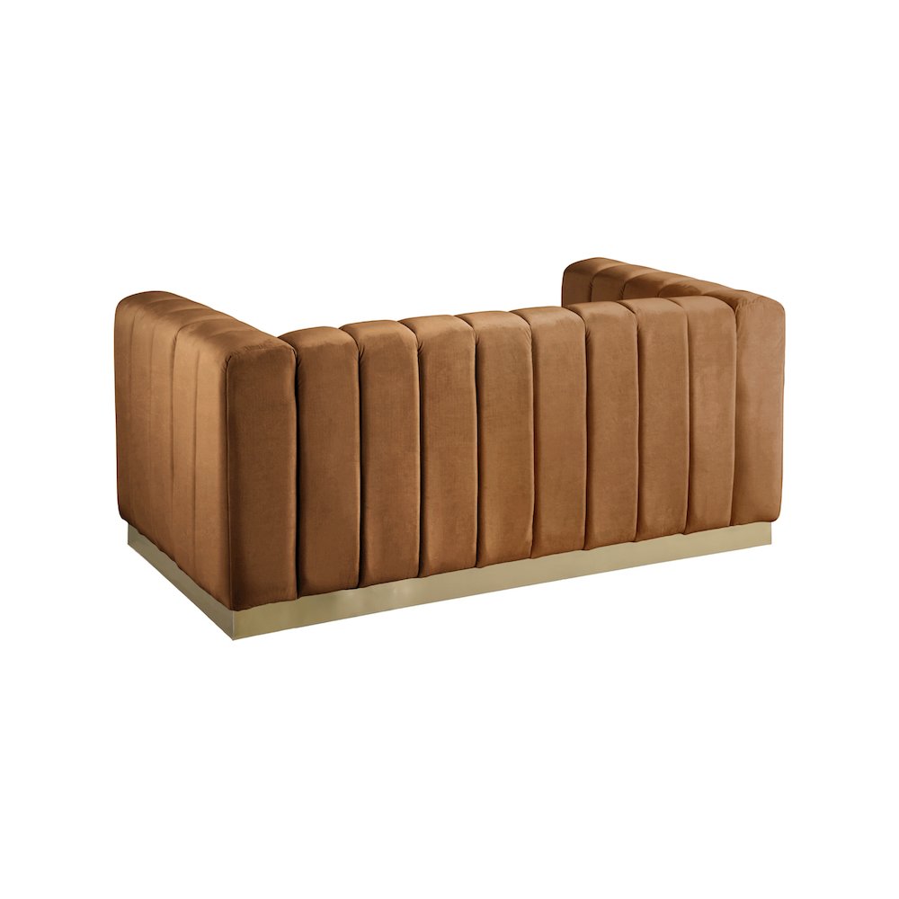 Marlon Saddle Velvet Loveseat. Picture 2