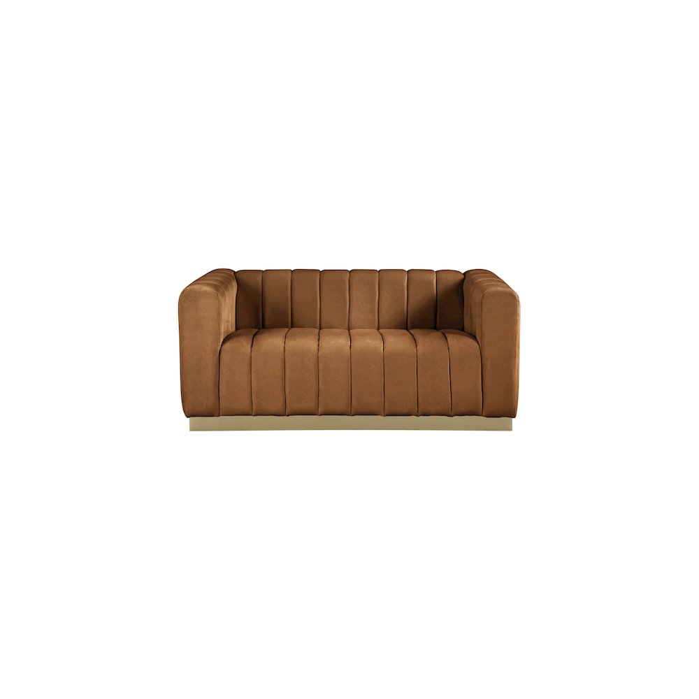 Marlon Saddle Velvet Loveseat. Picture 3