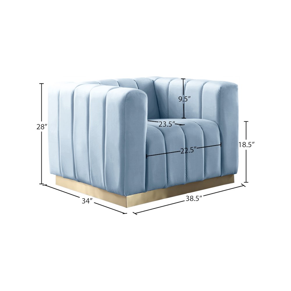 Marlon Sky Blue Velvet Chair. Picture 7