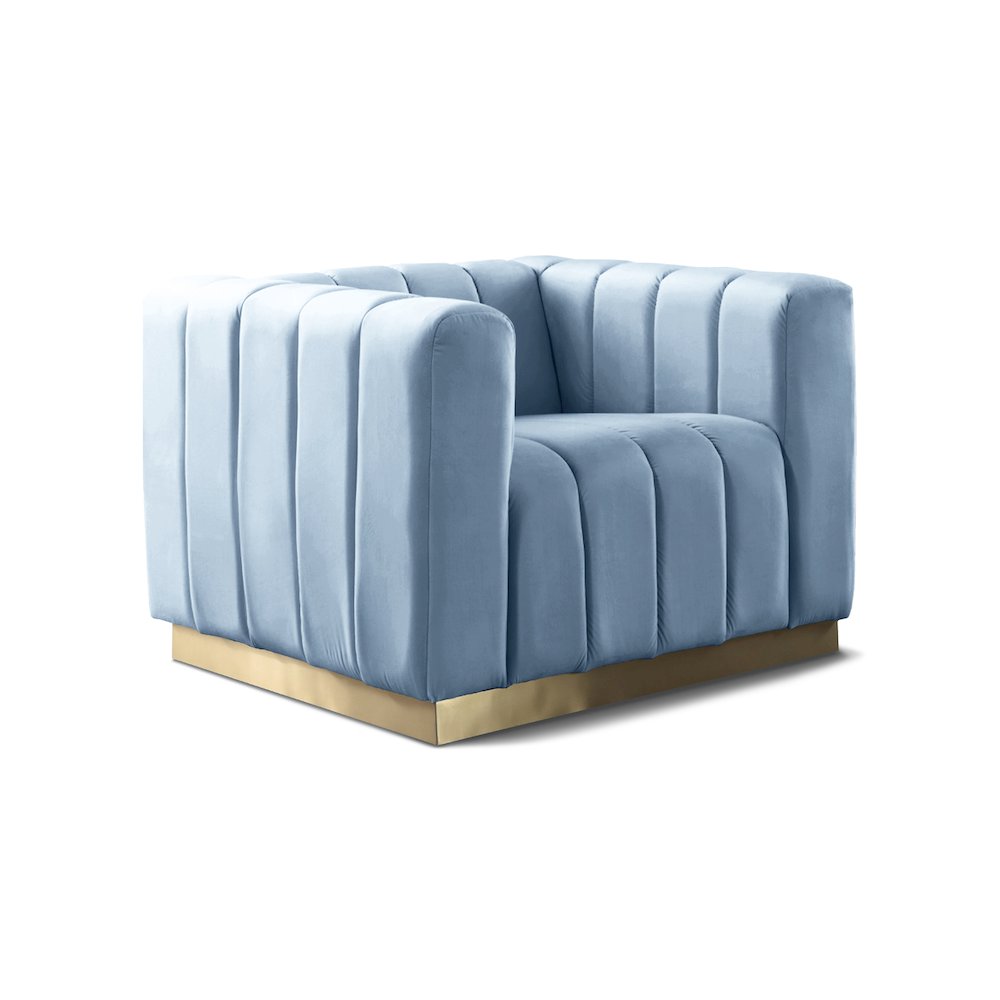Marlon Sky Blue Velvet Chair. Picture 1
