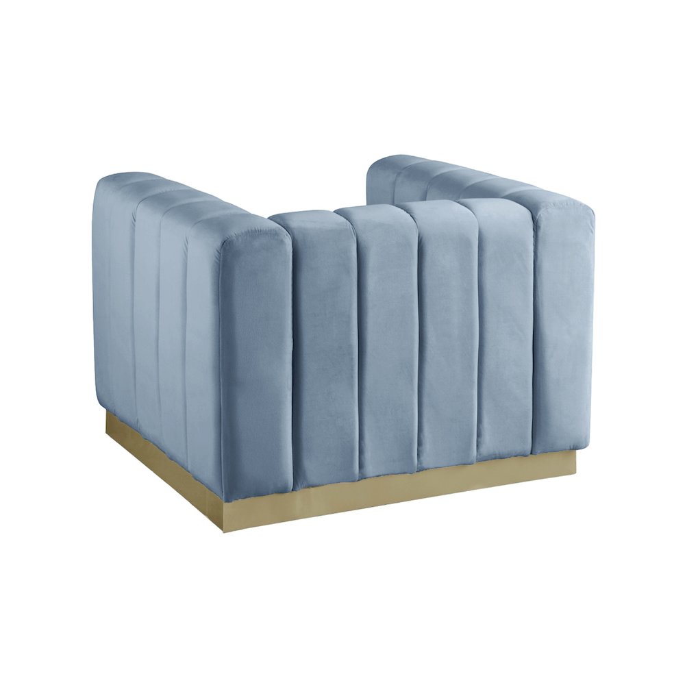 Marlon Sky Blue Velvet Chair. Picture 2