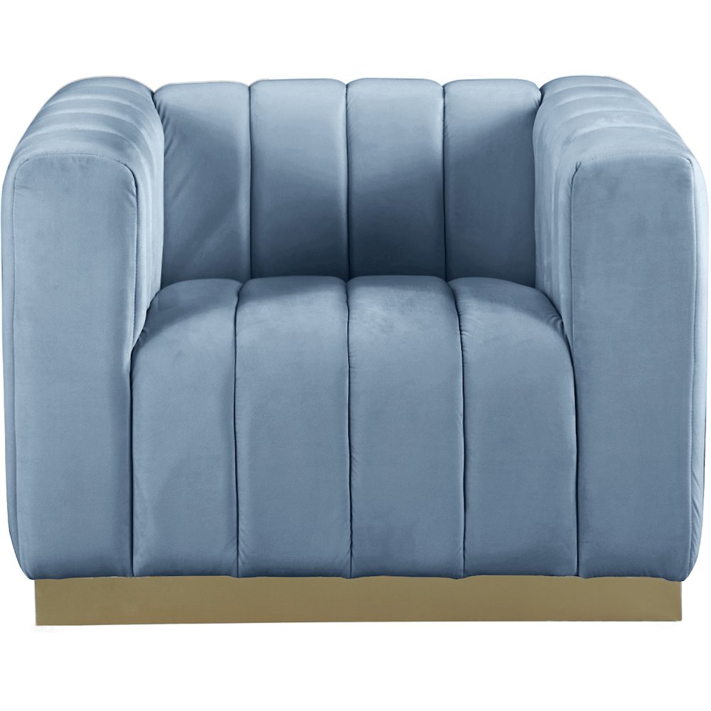 Marlon Sky Blue Velvet Chair. Picture 3