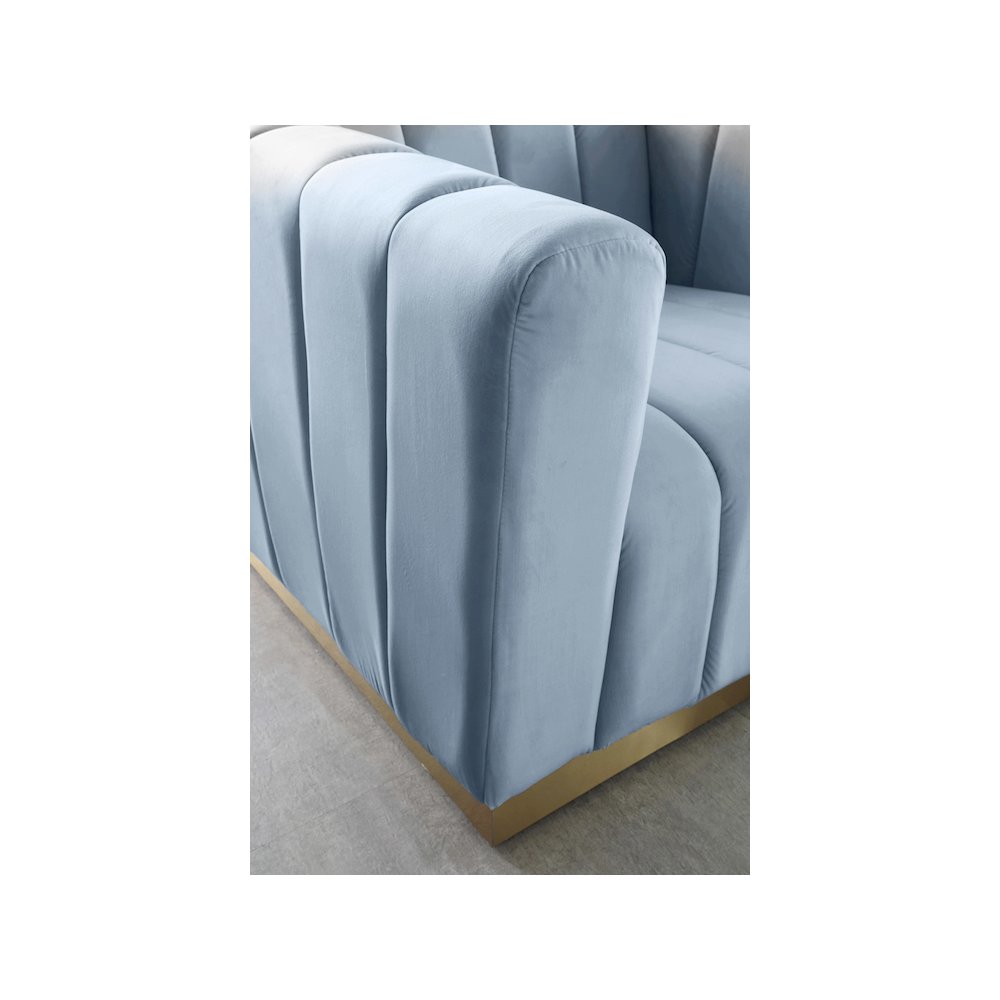 Marlon Sky Blue Velvet Chair. Picture 4