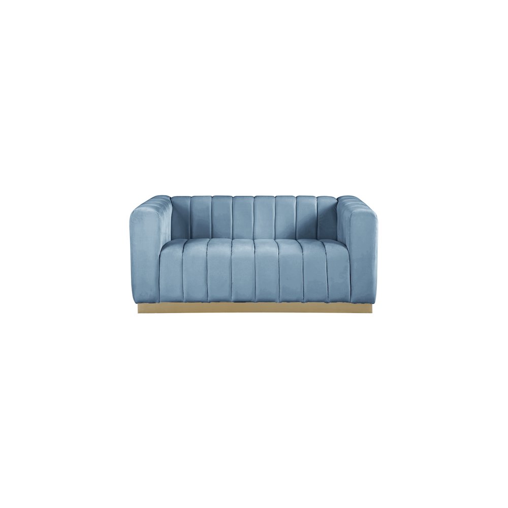 Marlon Sky Blue Velvet Loveseat. Picture 3