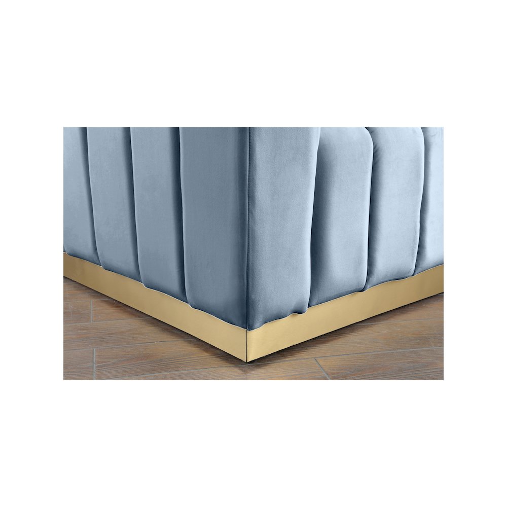 Marlon Sky Blue Velvet Loveseat. Picture 5