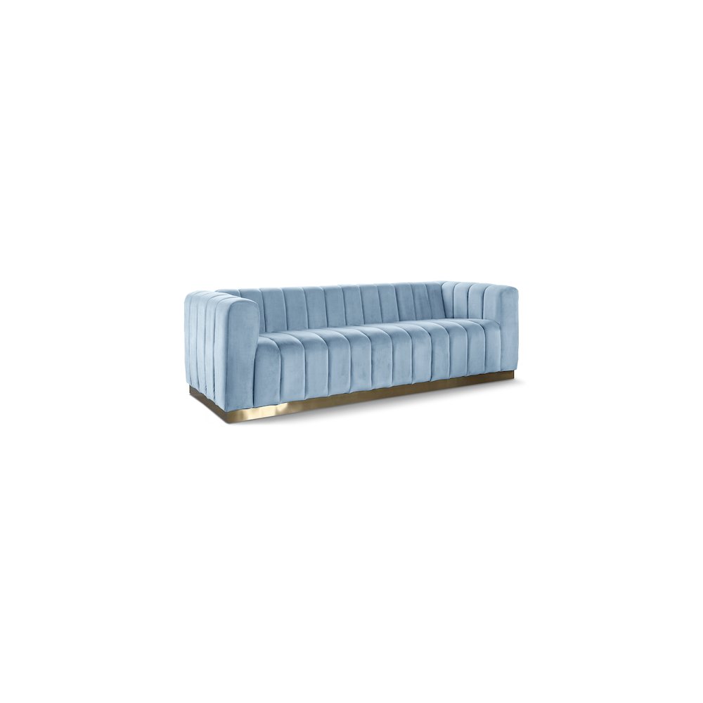 Marlon Sky Blue Velvet Sofa. Picture 1