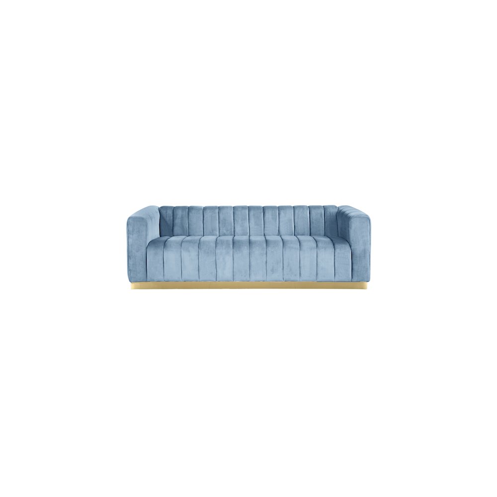Marlon Sky Blue Velvet Sofa. Picture 3