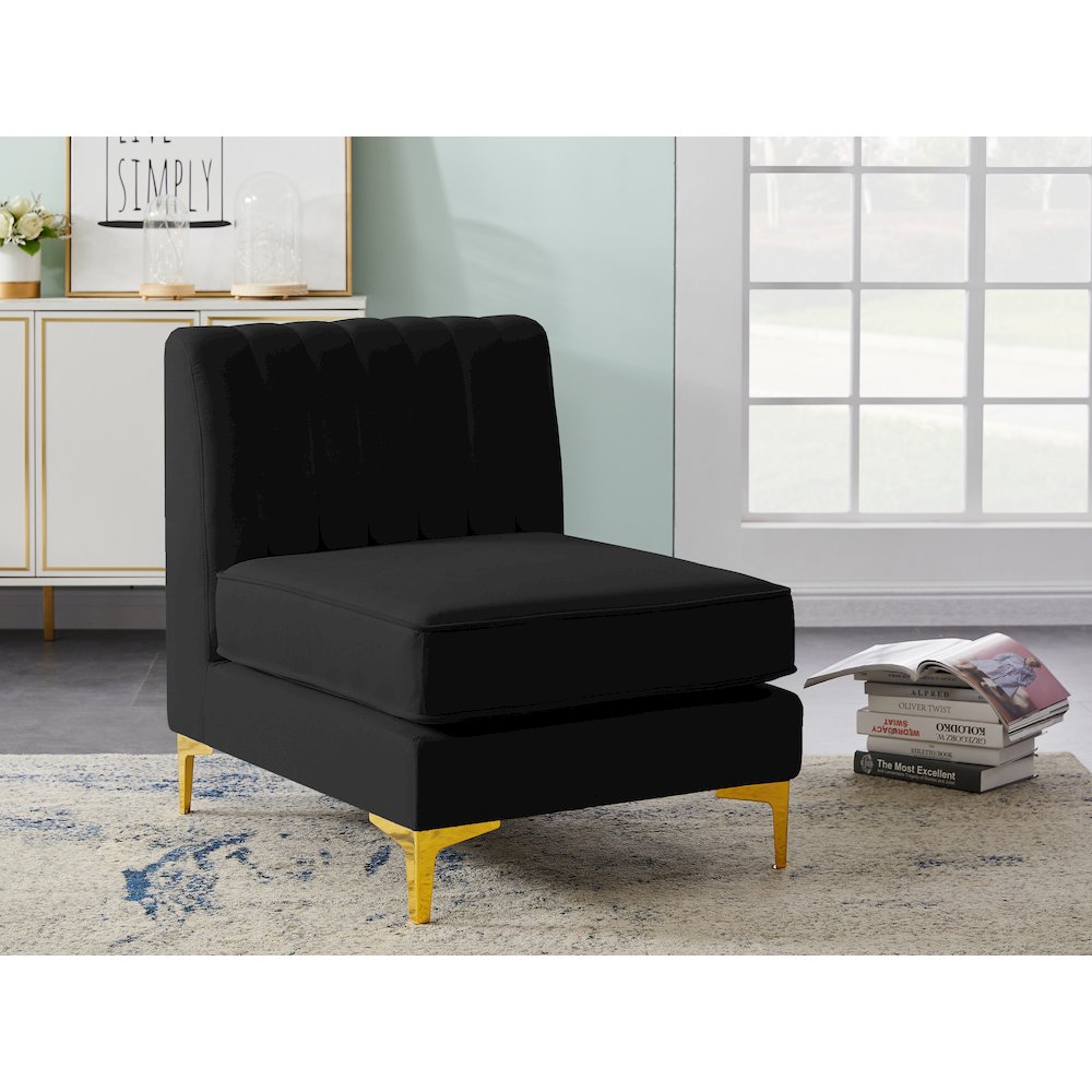 Alina Black Velvet Armless Chair. Picture 2