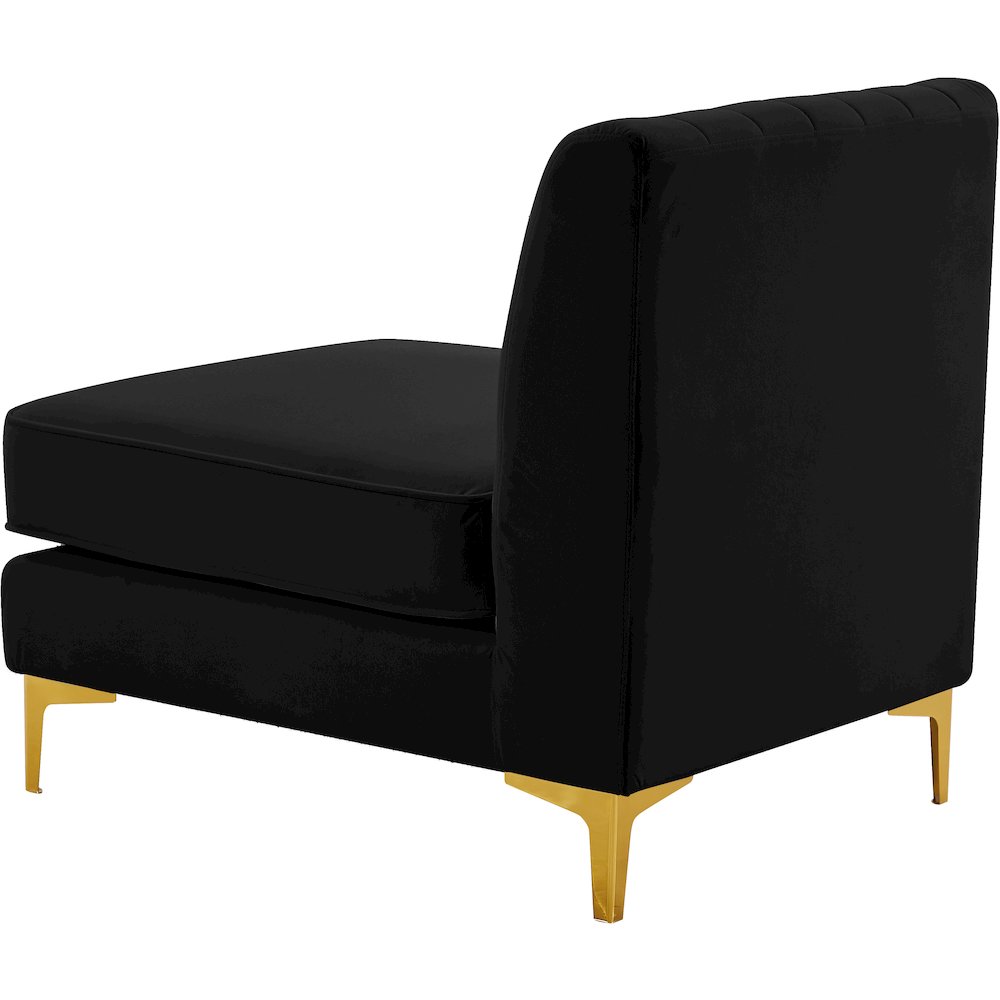 Alina Black Velvet Armless Chair. Picture 4