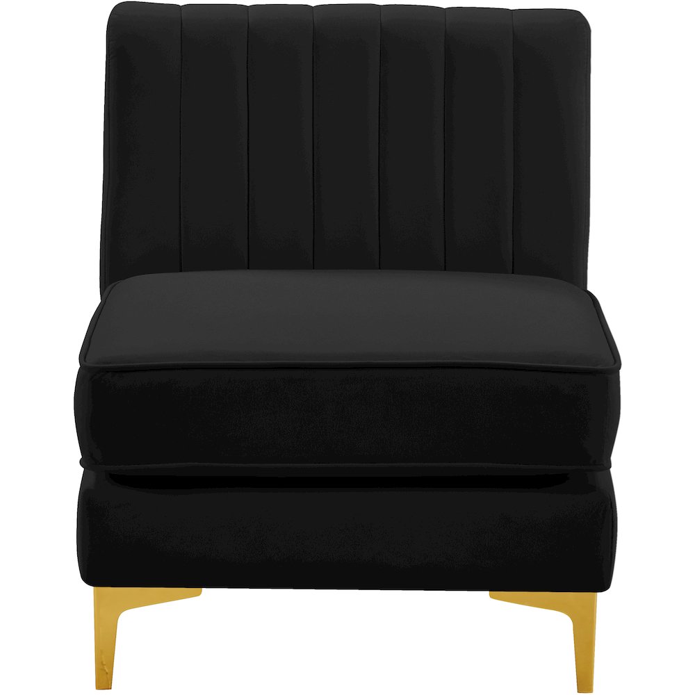 Alina Black Velvet Armless Chair. Picture 5