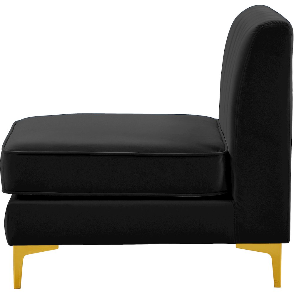 Alina Black Velvet Armless Chair. Picture 6