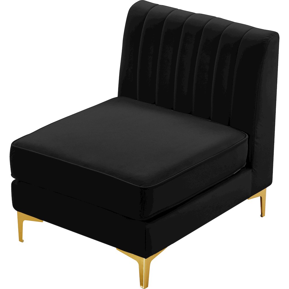 Alina Black Velvet Armless Chair. Picture 7