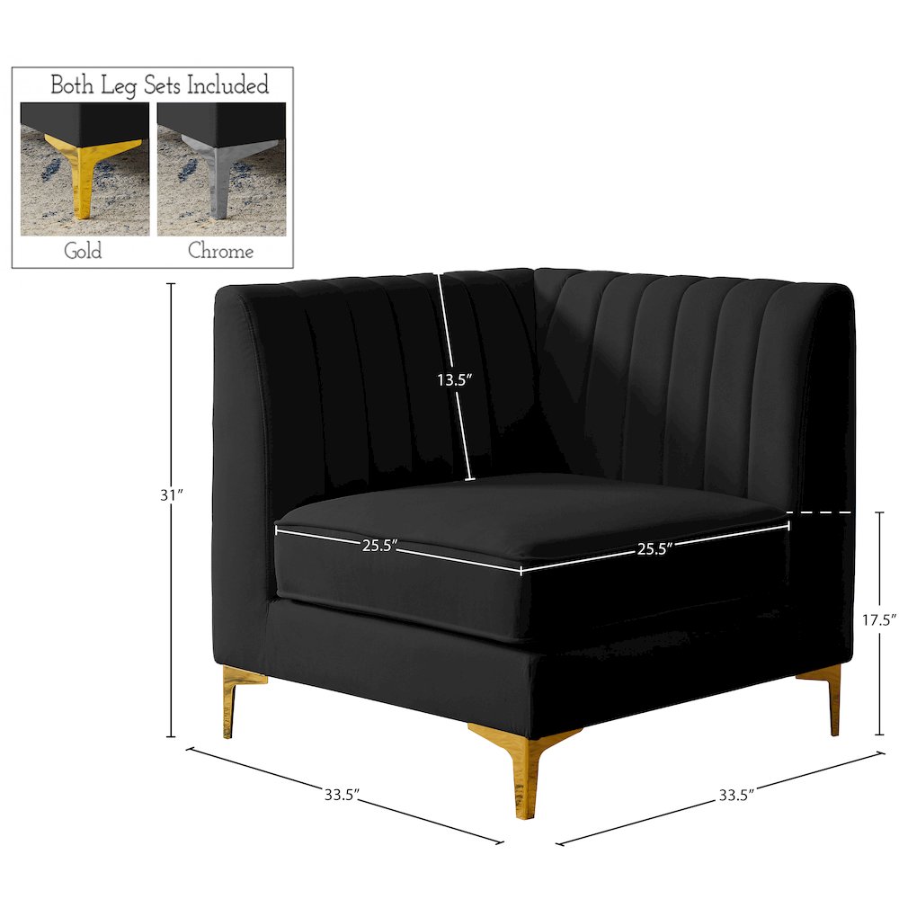 Alina Black Velvet Corner Chair. Picture 16