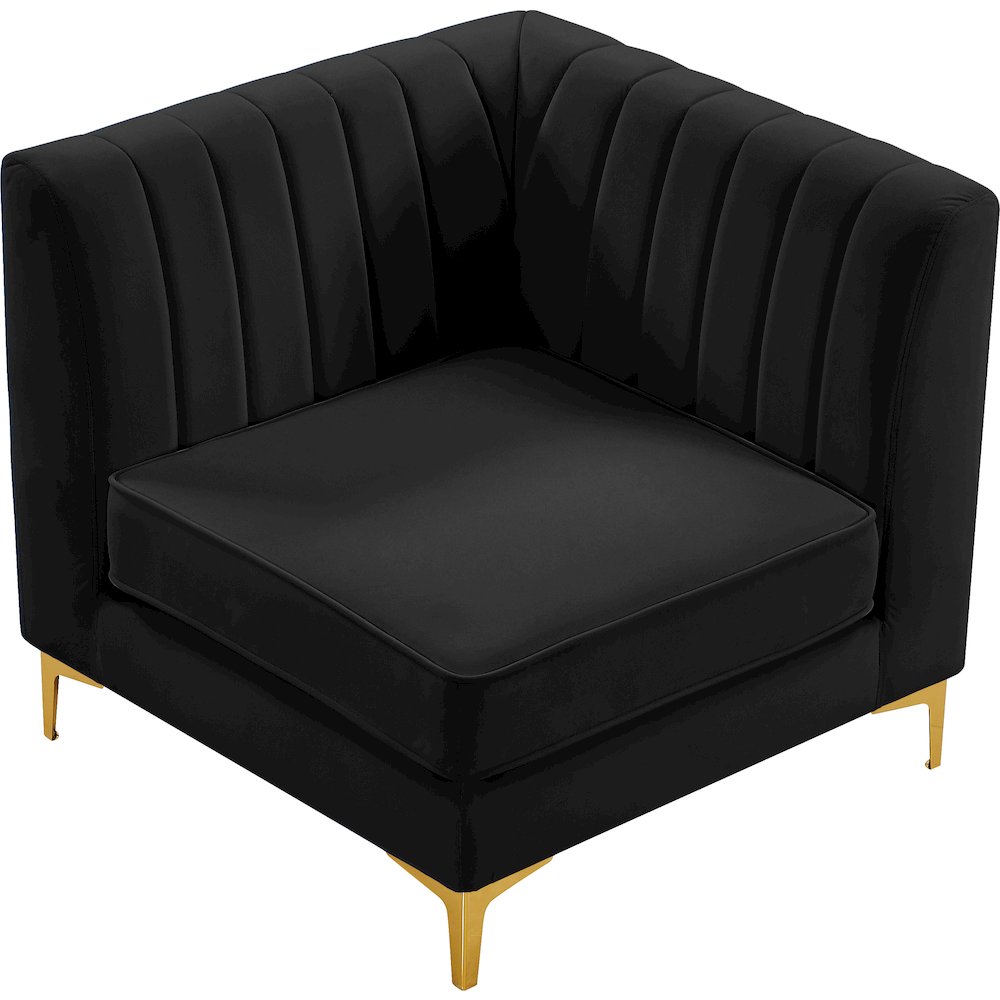 Alina Black Velvet Corner Chair. Picture 5